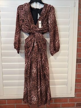 Ranna Gill Leopard Print Maxi Dress with Twist Waist